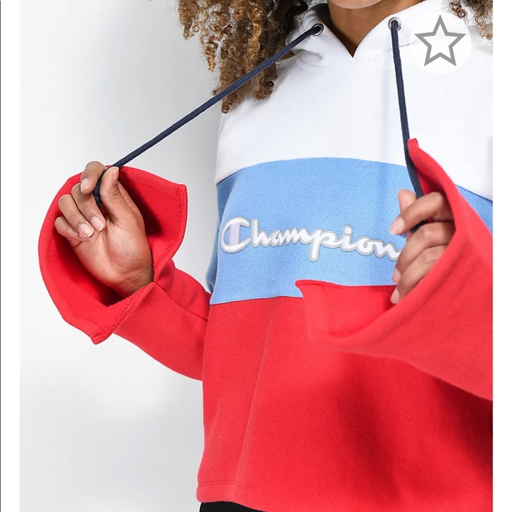 Champion reverse weave red white &blue crop hoodie - Picture 2 of 11